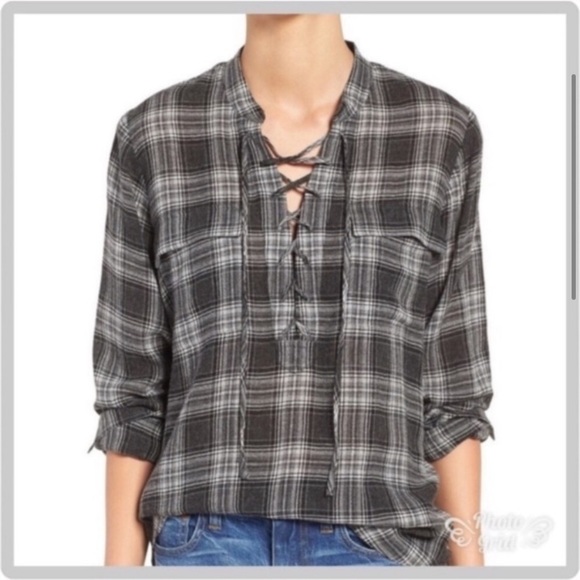 NEW Madewell terrace lace up shirt in Owens plaid - Picture 4 of 8